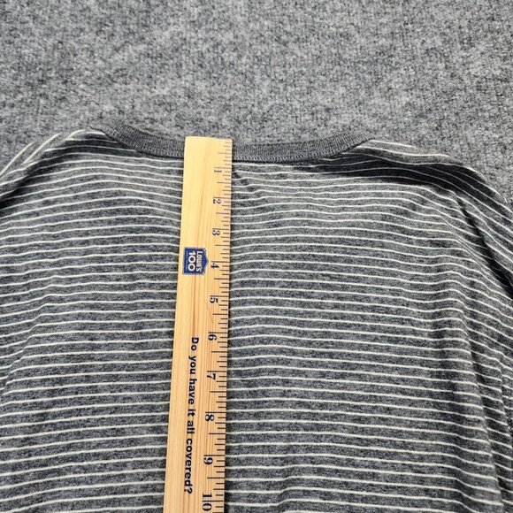 Madewell Men's Doubledown Henley Tee in Gray Stripe Cotton Size XL - Picture 11 of 14